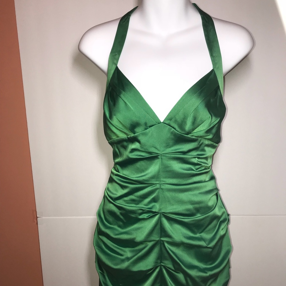 BCBGMAXAZRIA Embroidered Silk Halter Dress Size 6